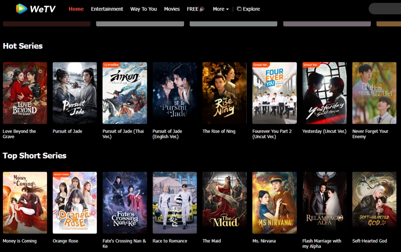 Chinese dramas on WeTV