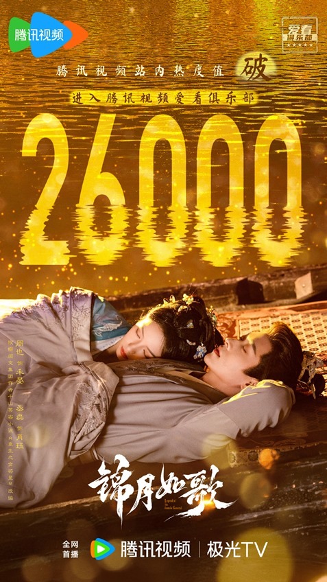 Legend of the female general Chinese drama hits 26000 on heat index on Tencent celebratory poster